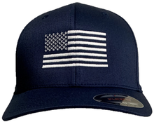 Load image into Gallery viewer, American Flag Stretch Fit Hat - Navy Blue
